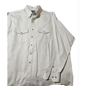 Wrangler X-Long Tails Beige Long Sleeve‎ Button Up Shirt Men's 18.5x36 Big